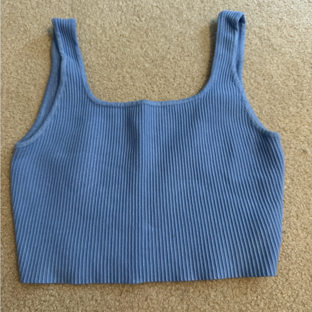 Blue Ribbed Women's Top